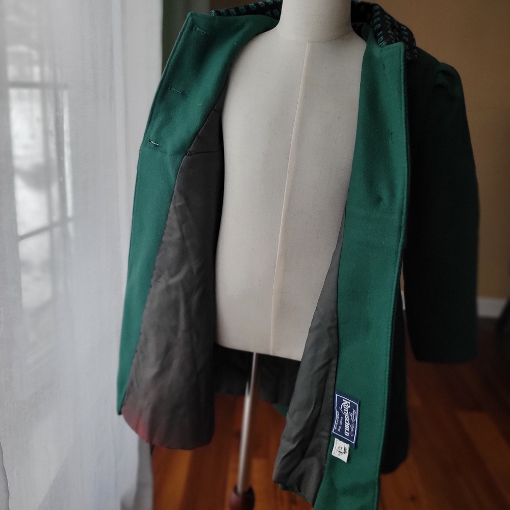 Vintage Rothschild Green Wool Blend Girls Coat Size 6X Fit & Flare - Picture 9 of 15